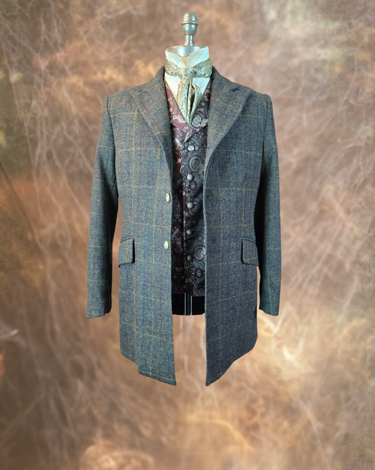 Men's Town Coat - Multi-Color Tweed Glen Plaid