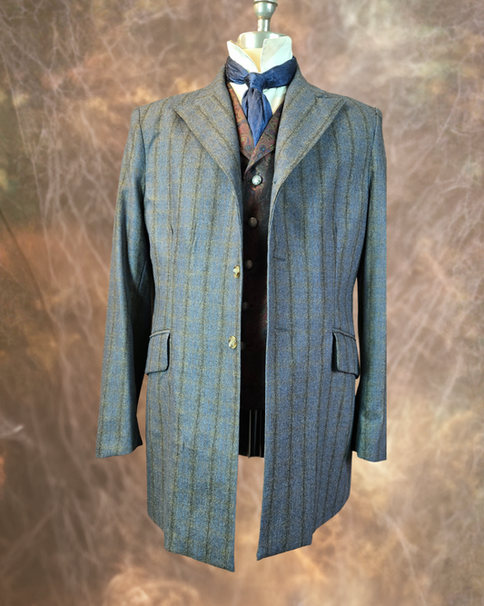 Men's Town Coat - Periwinkle with Grey Stripe