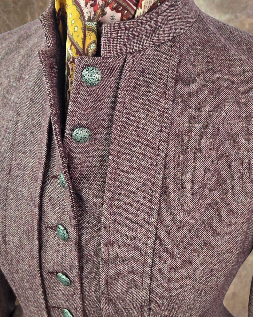 Women's Victoriana Peplum Coat – Light Burgundy Donegal