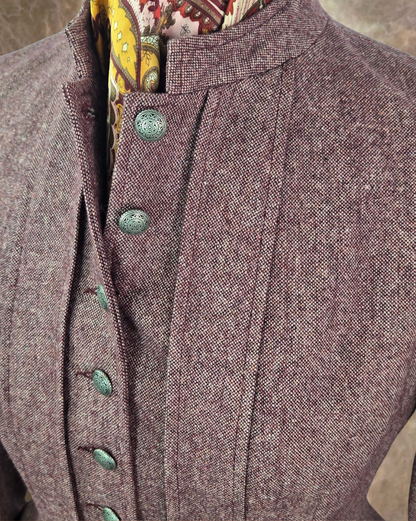 Women's Victoriana Peplum Coat – Light Burgundy Donegal