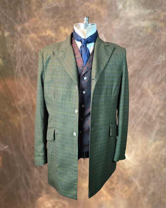 Men's Town Coat - Green Glen Plaid with Blue and Rust Accent
