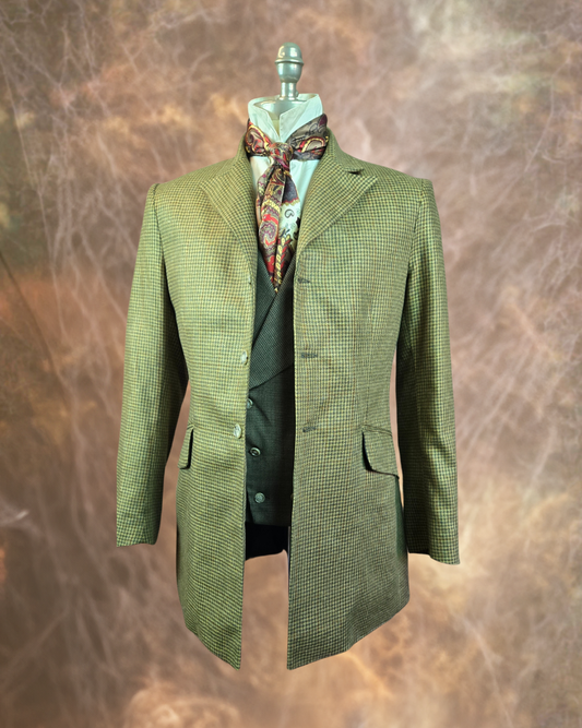 Men's Town Coat - Golden Palm and Olive Houndstooth