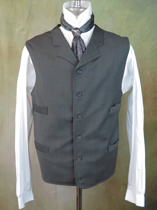 Men's Notch Vest - Dark Forest Green Tropical Worsted