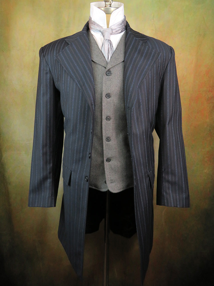 Men's Frock Coat - Alternative Stripe with Black, Navy and Wine