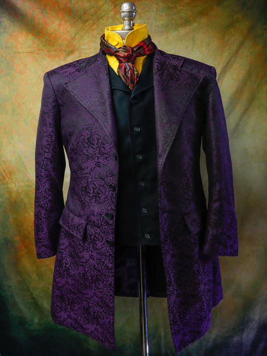 Men's Brocade Frock Coat - Purple