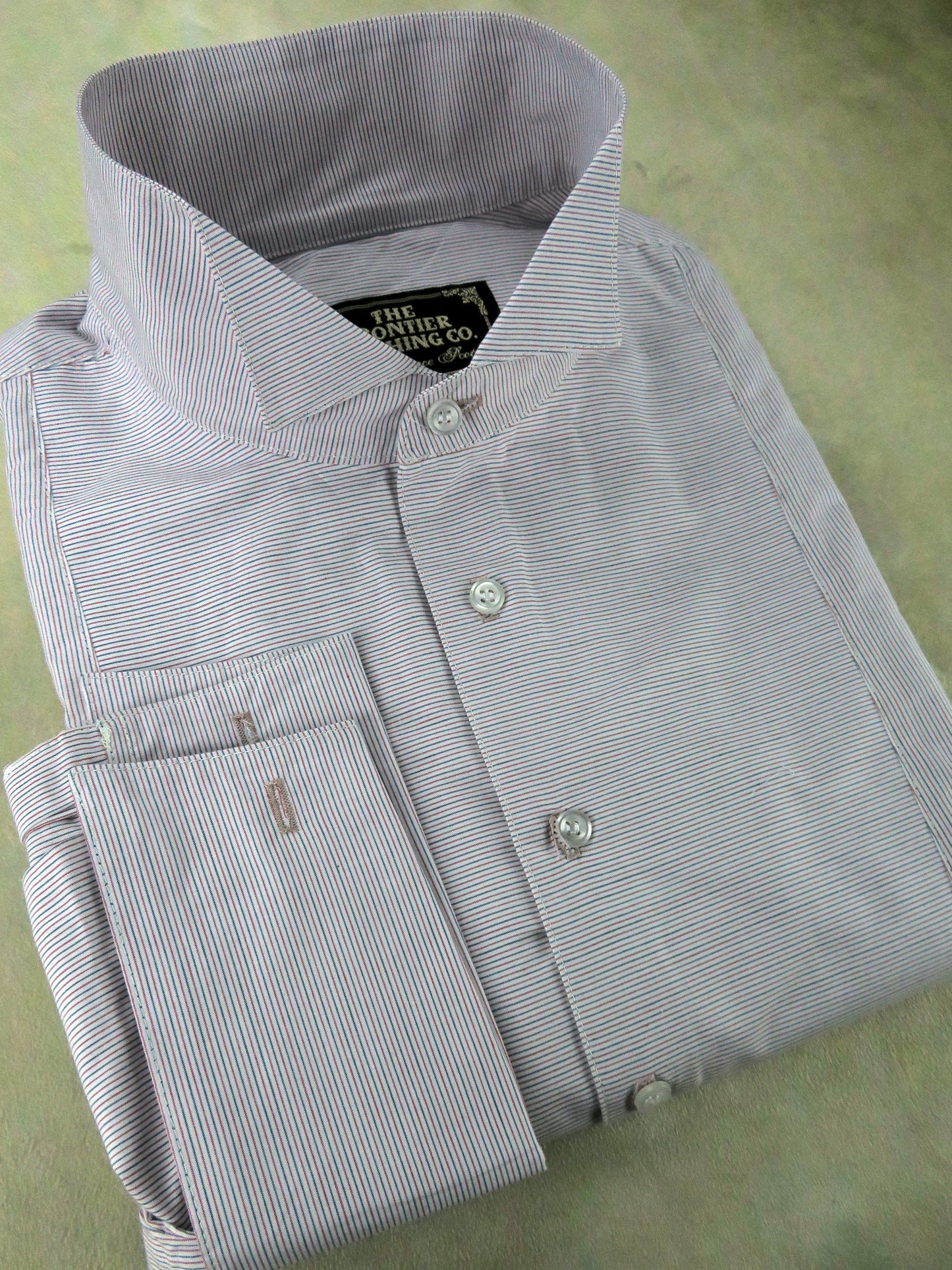 Red and Grey Pencil Stripe Men's Tuxedo Shirt