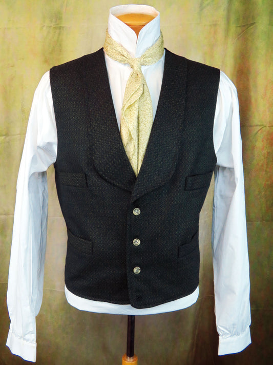 Men's Shawl Vest - Green Diamond Limited Fabric #749-B