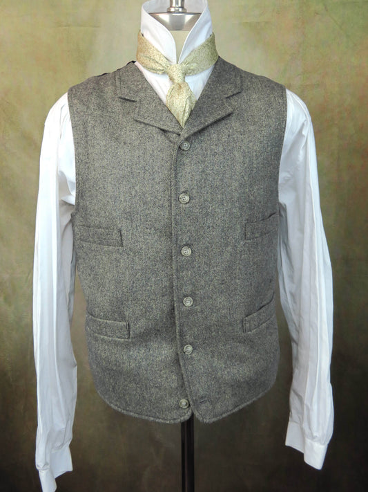Men's Notch Vest - Grey Donegal Herringbone #2548