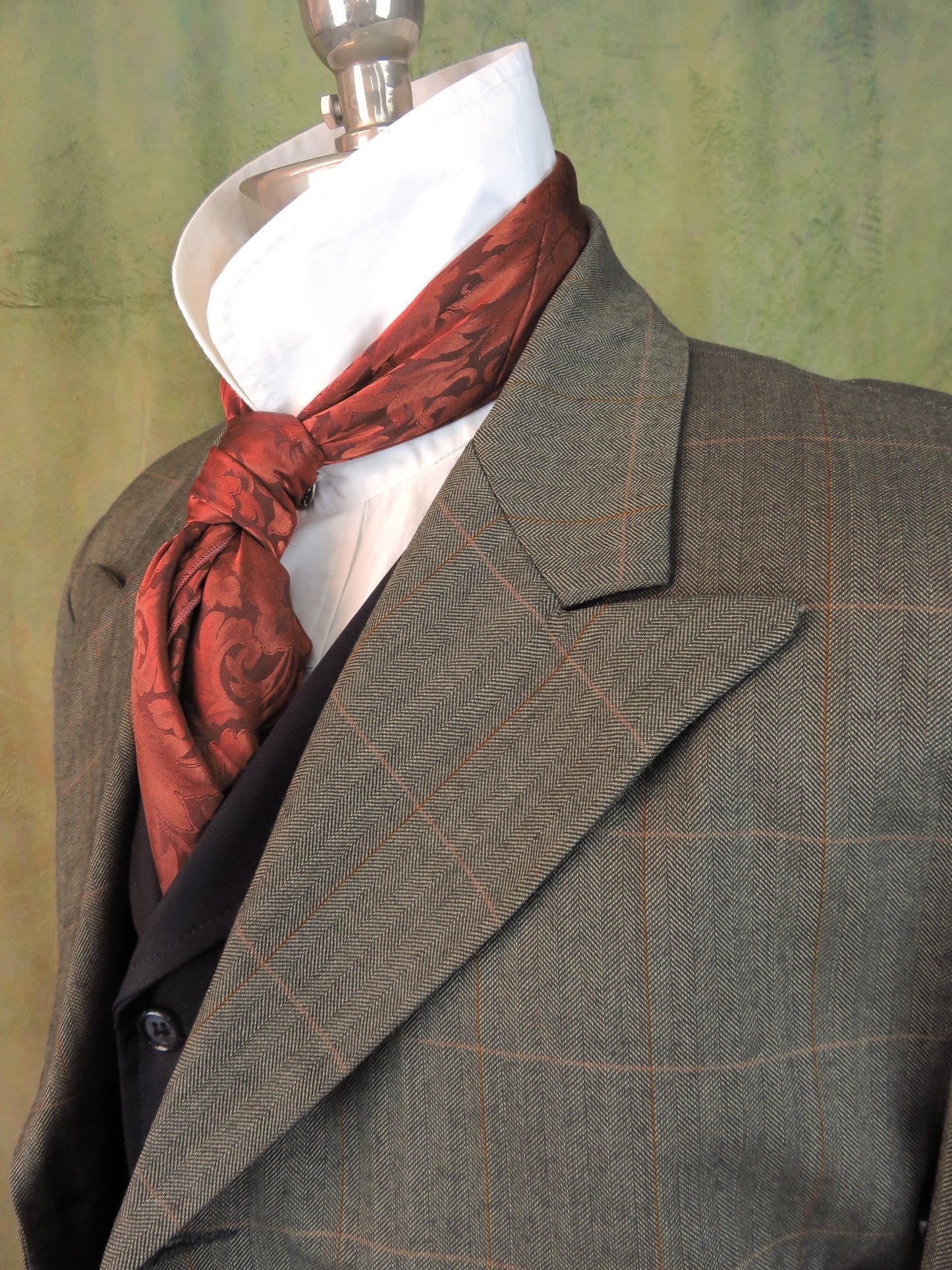 Men's Town Coat - Pine Herringbone With Copper Windowpane #2144
