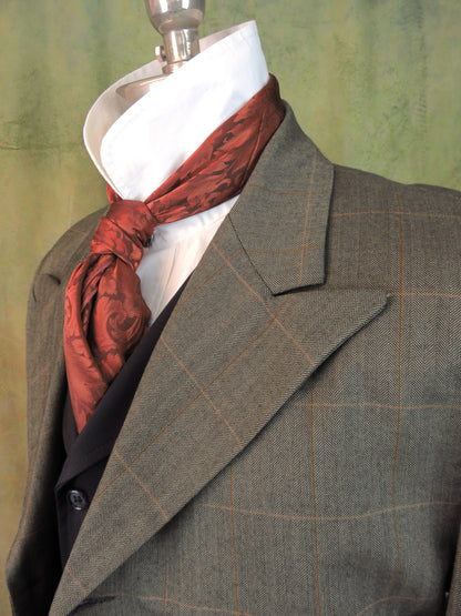 Men's Town Coat - Pine Herringbone With Copper Windowpane #2144