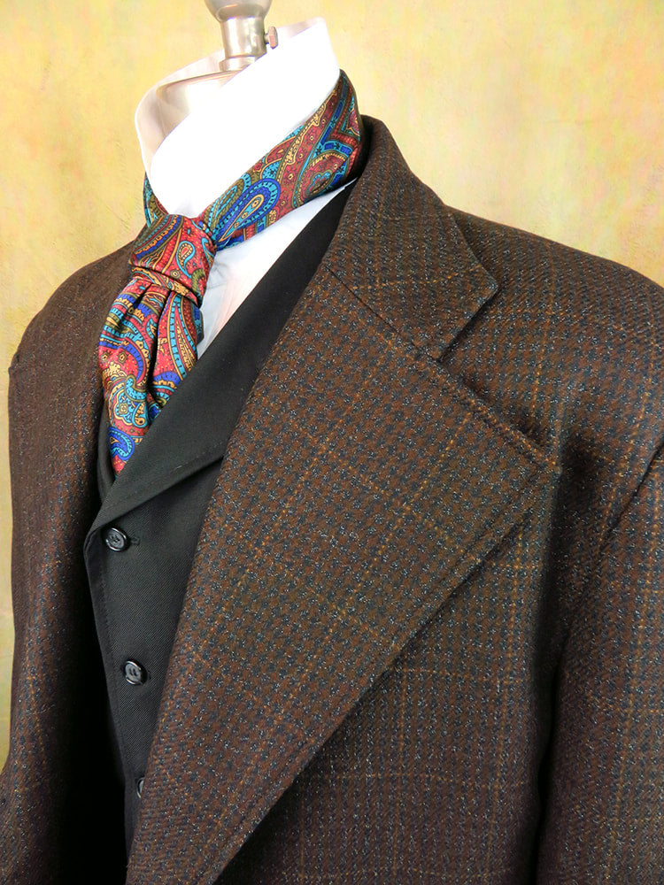 Men's Frock Coat - Ruddy Brown Tweed with Windowpane