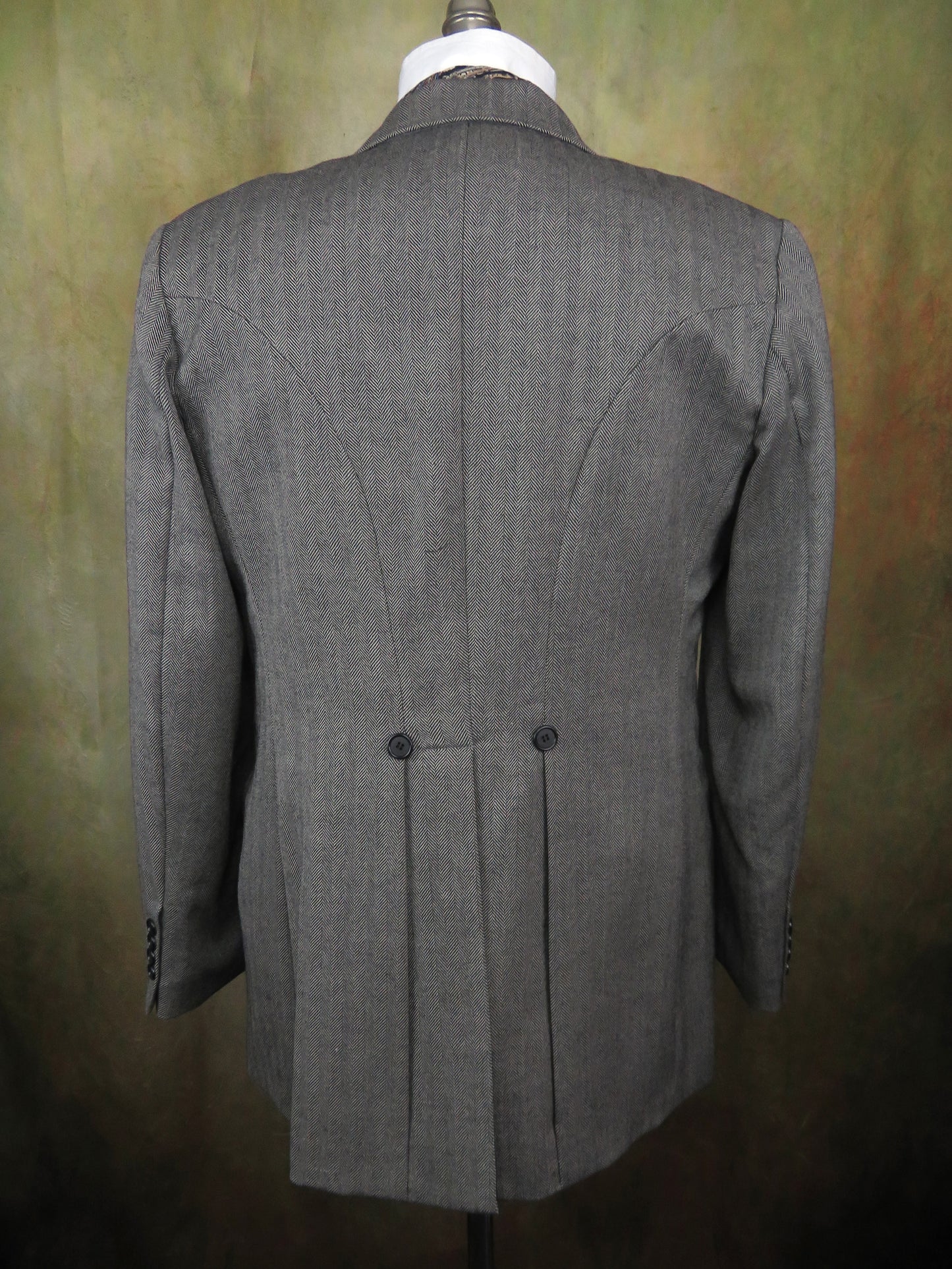 Men's Town Coat - Slate Grey and Black Herringbone #693