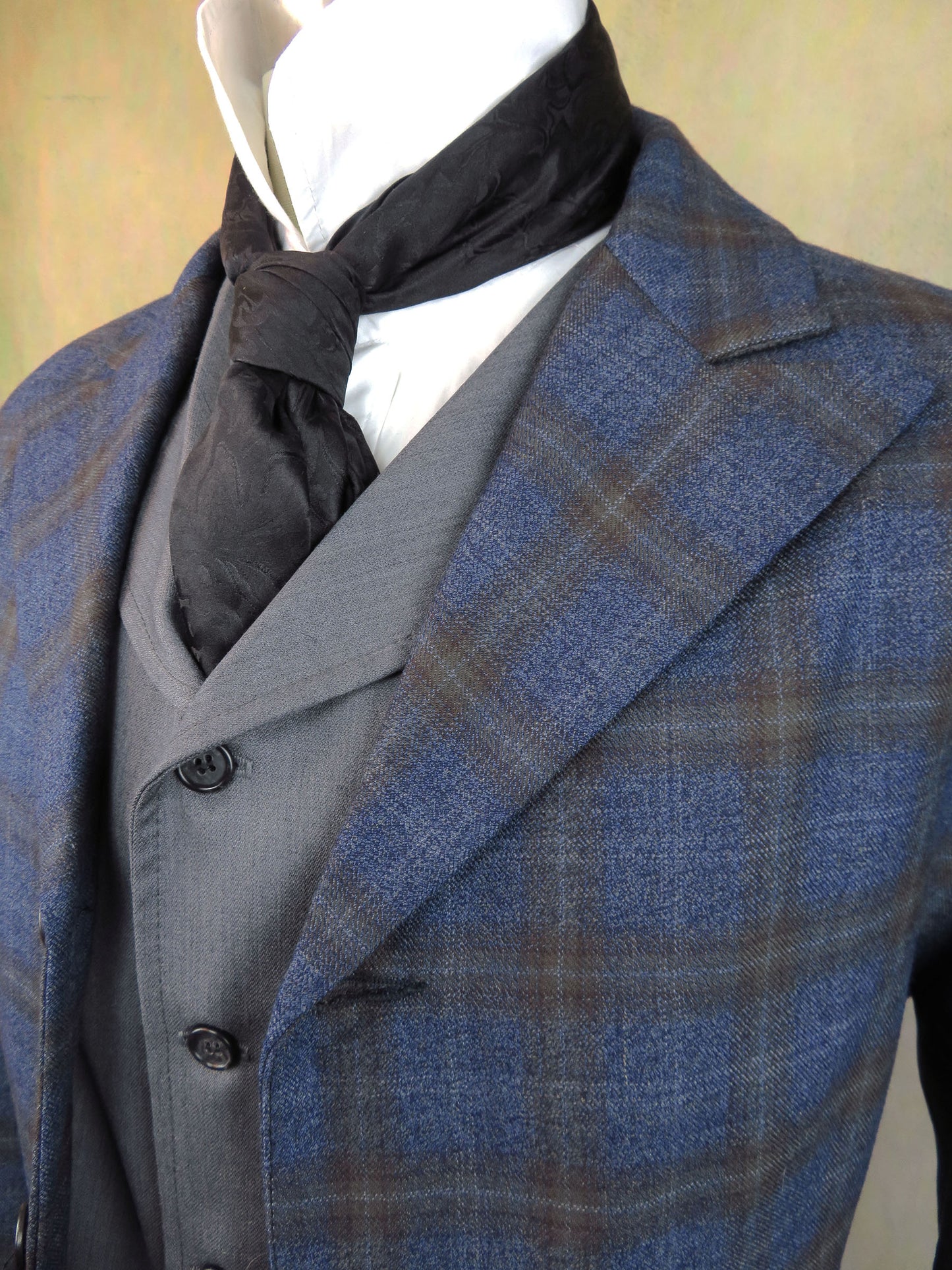 Men's Town Coat - Blue and Brown Windowpane #991-B