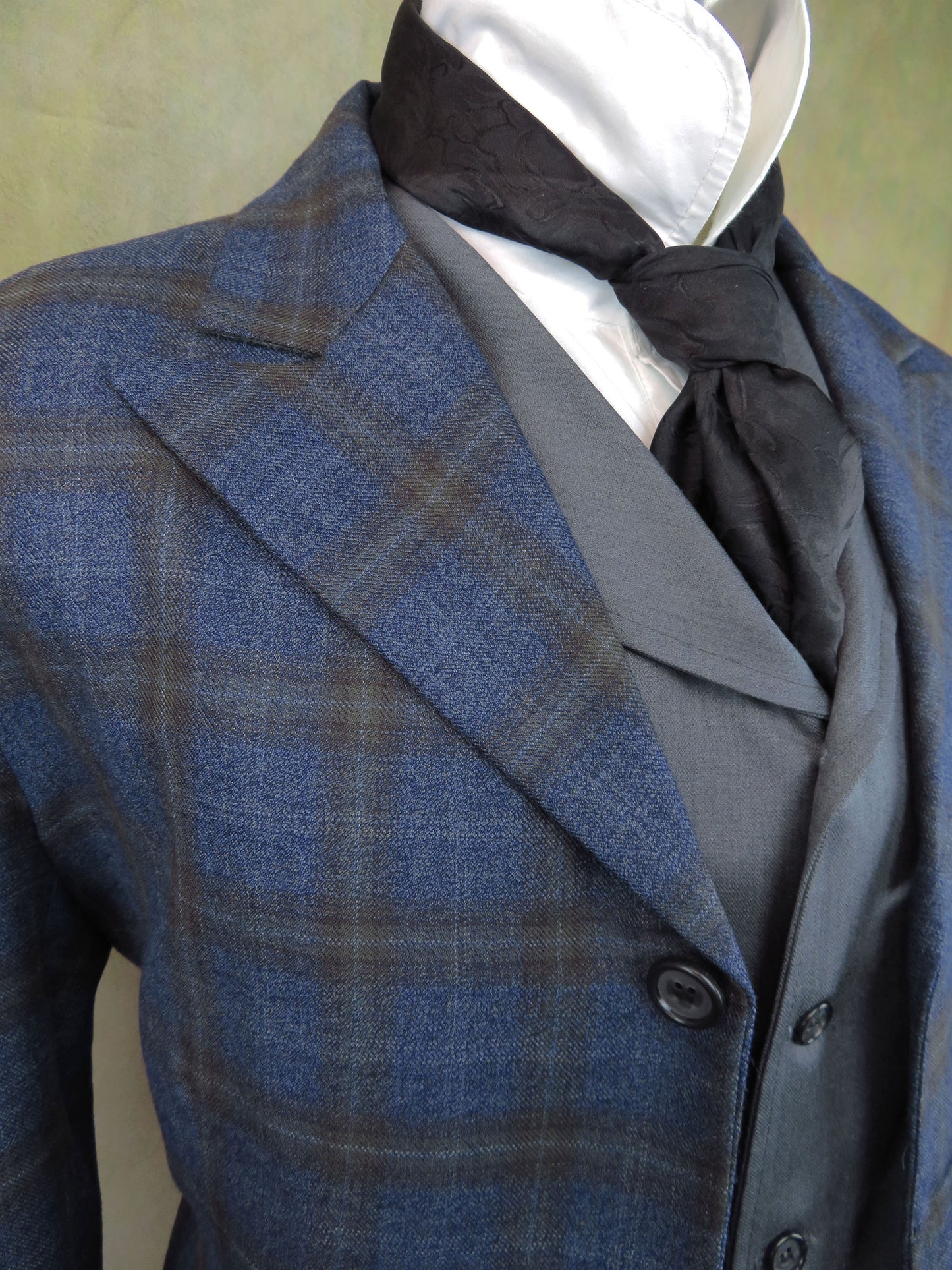 Men's Town Coat - Blue and Brown Windowpane #991-B