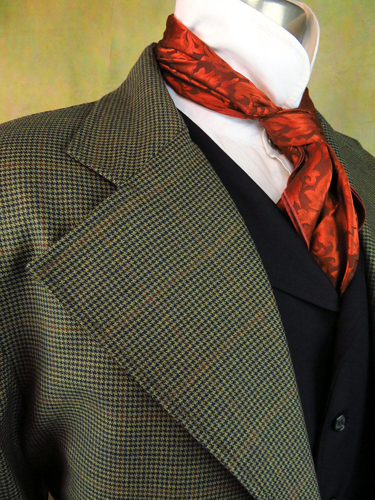 Men's Frock Coat - Dark Mini Houndstooth with Navy and Rust