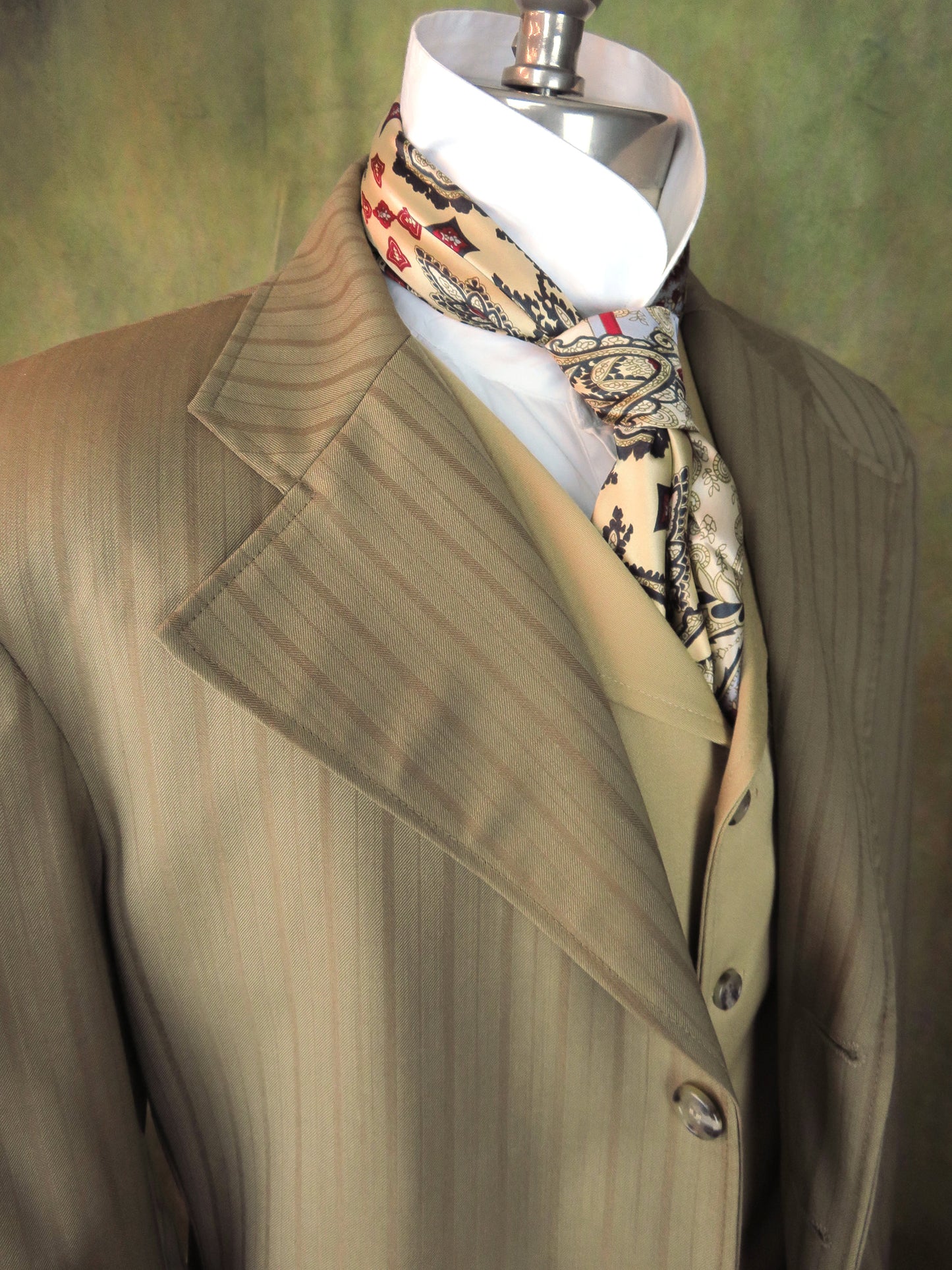 Men's Frock Coat - Alternating Stripe Tan Tropical Worsted