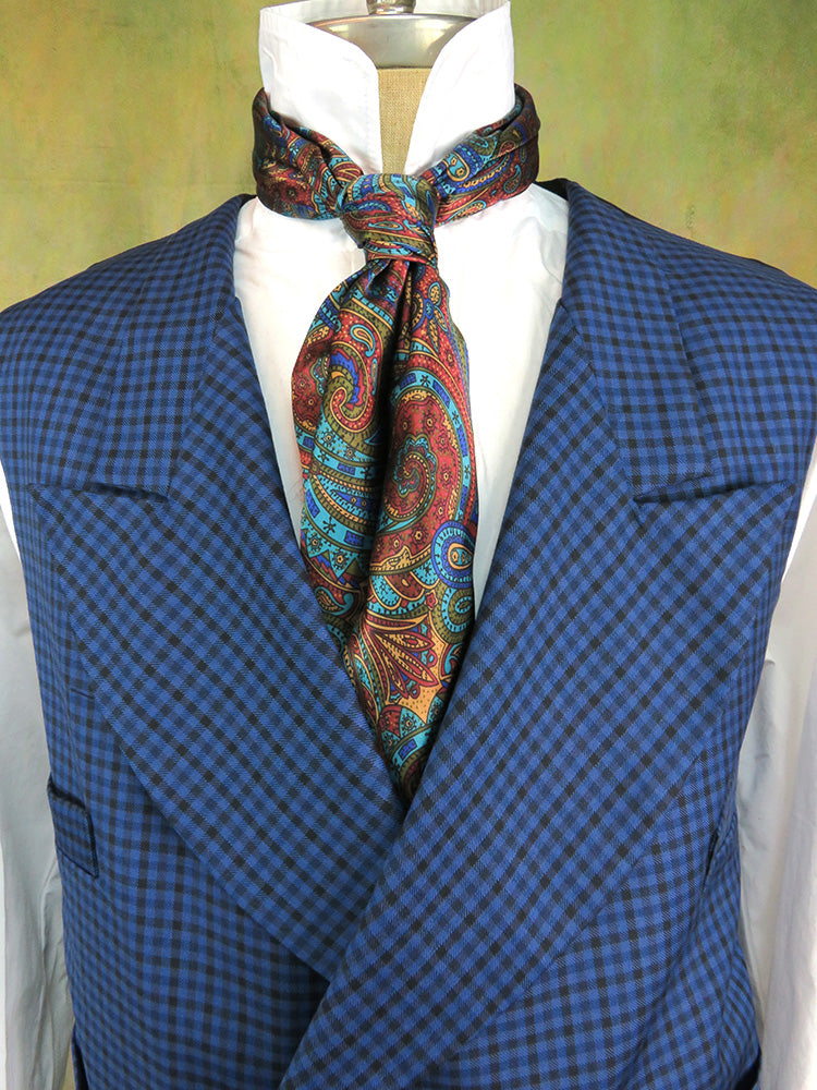 Men's Double Breasted Vest - Royal Blue Check #879
