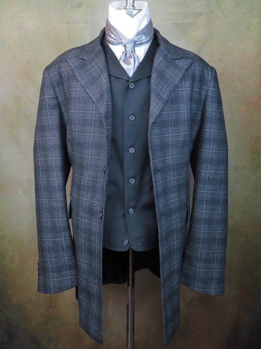 Men's Town Coat - Shadow Grey and Black Glen Plaid #325
