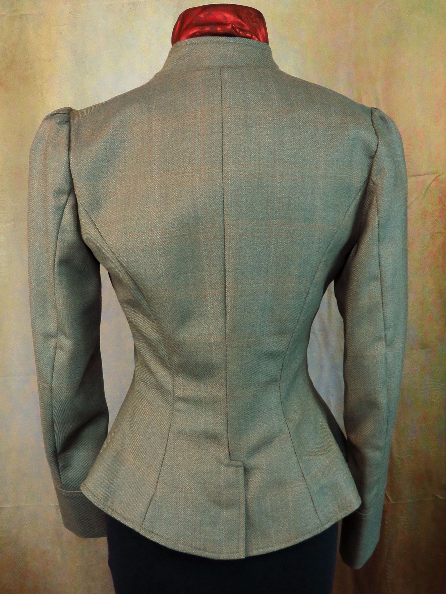 Women's Victoriana Jacket - Pale Olive with Rust Windowpane