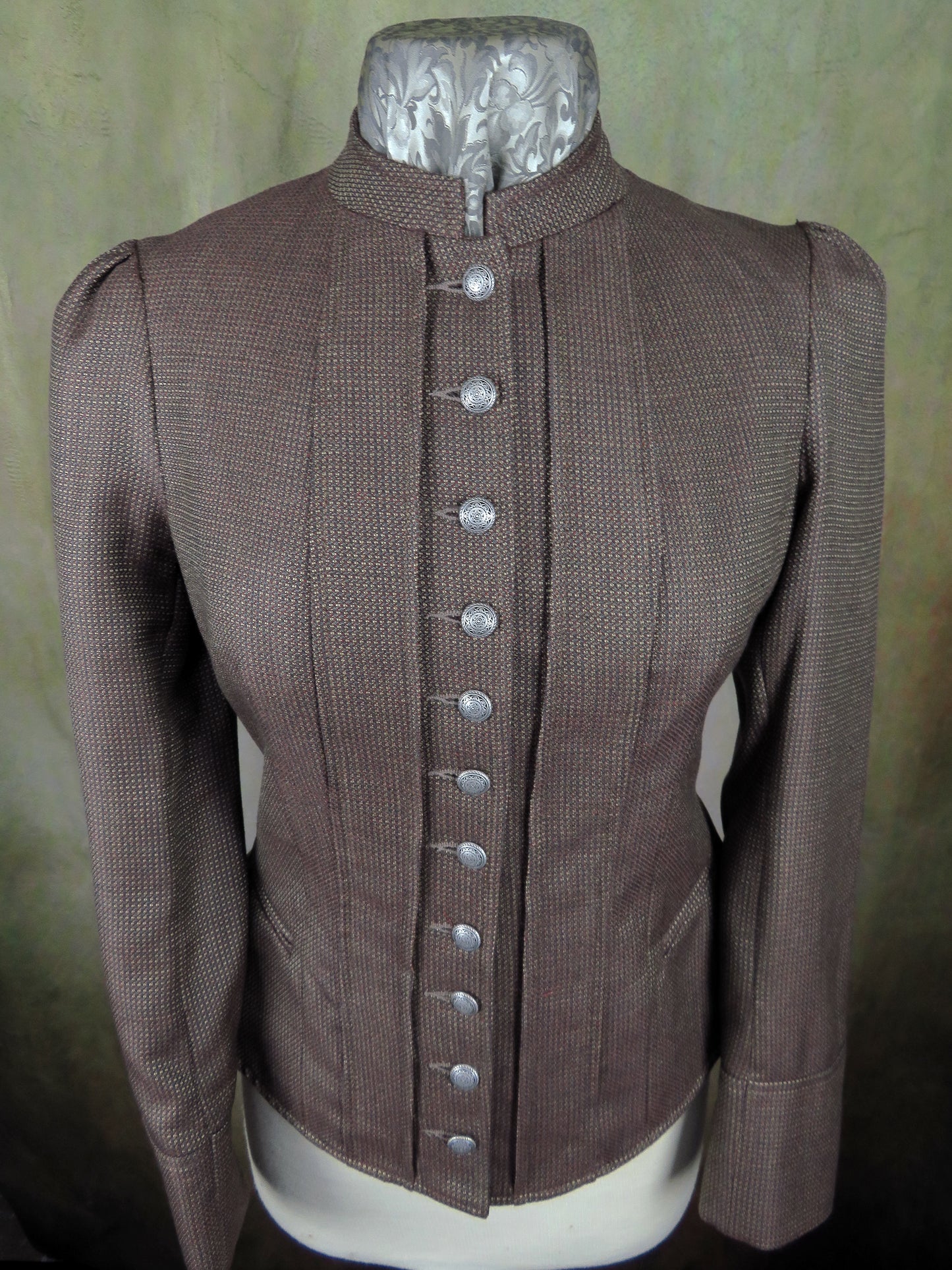 Women's Victoriana Jacket - Bronze and Gold Mini Check ofc1