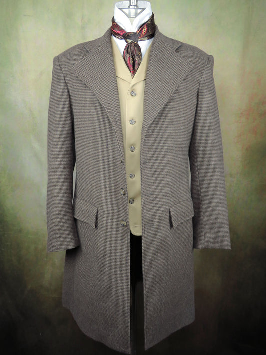 Men's Frock Coat - Taupe Houndstooth Cashmere Blend