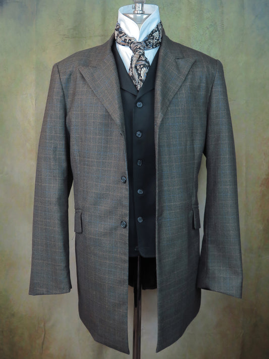Men's Town Coat - Black Forest Green Glen Plaid