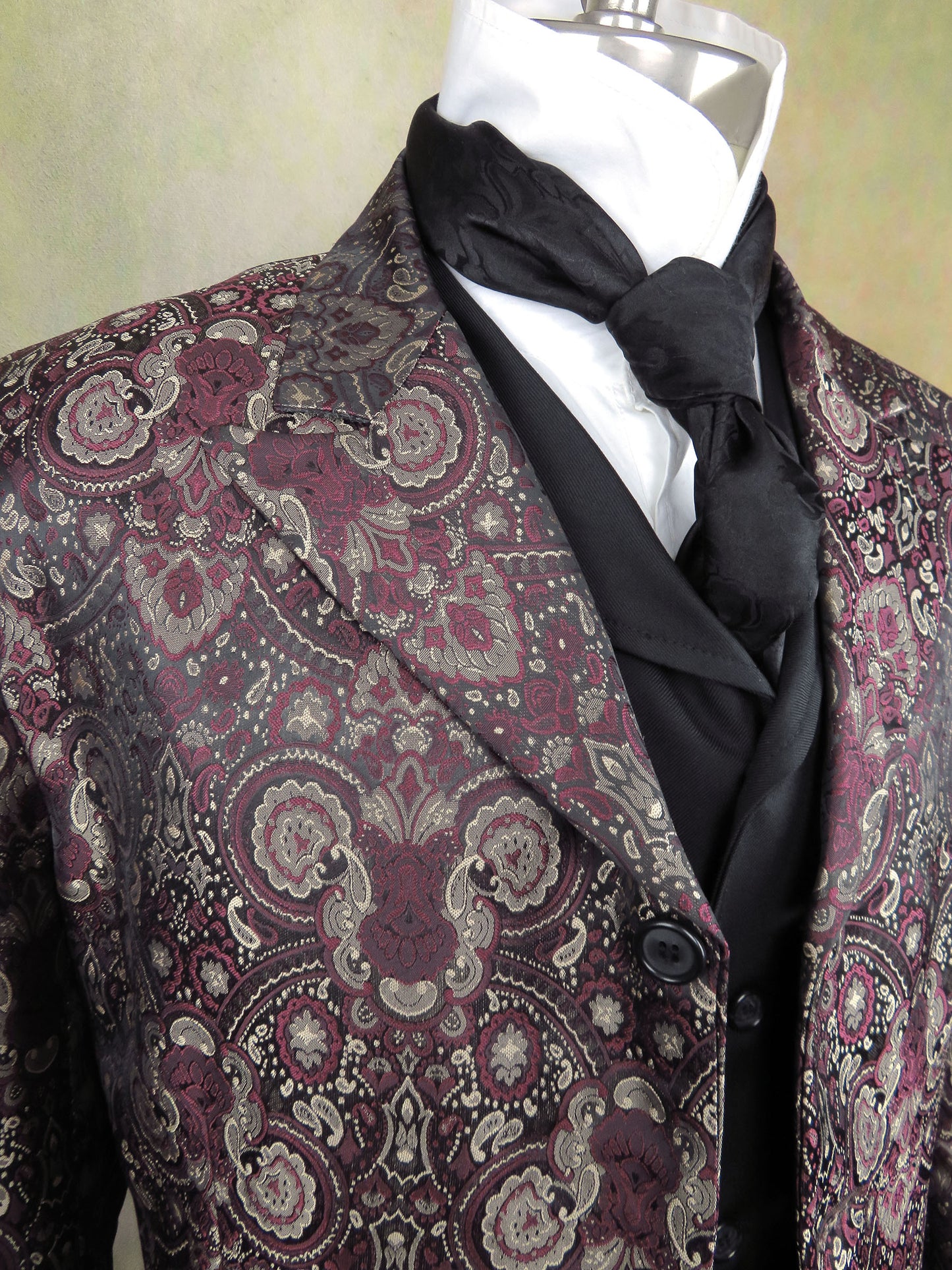Men's Town Coat - Burgundy Brocade