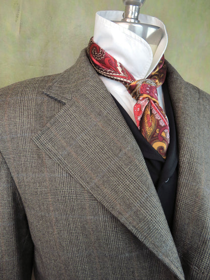 Men's Frock Coat - Peppercorn Glen Plaid With Rust and Blue Accents