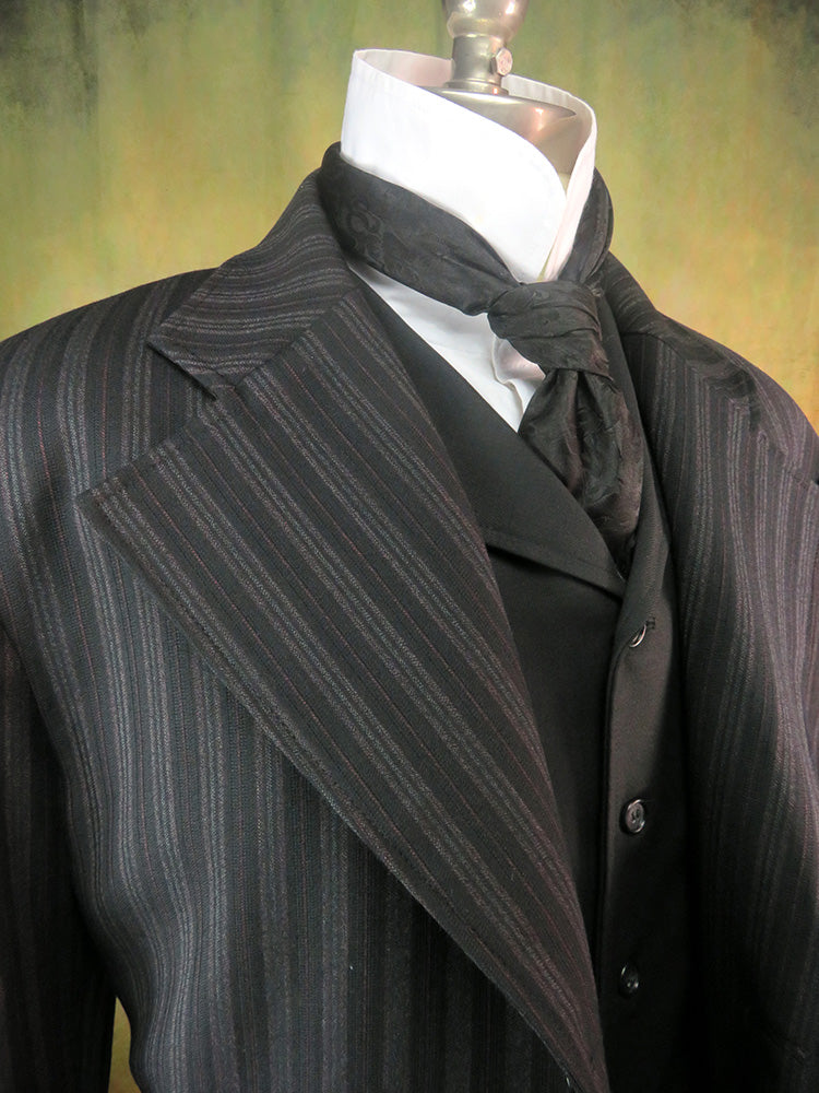 Men's Frock Coat - Black with Charcoal and Copper Stripe