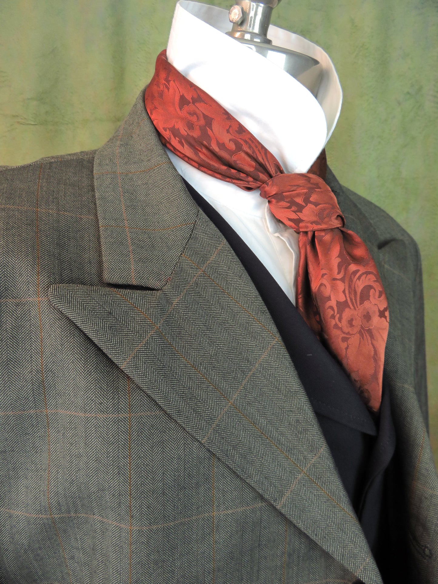 Men's Town Coat - Pine Herringbone With Copper Windowpane #2144
