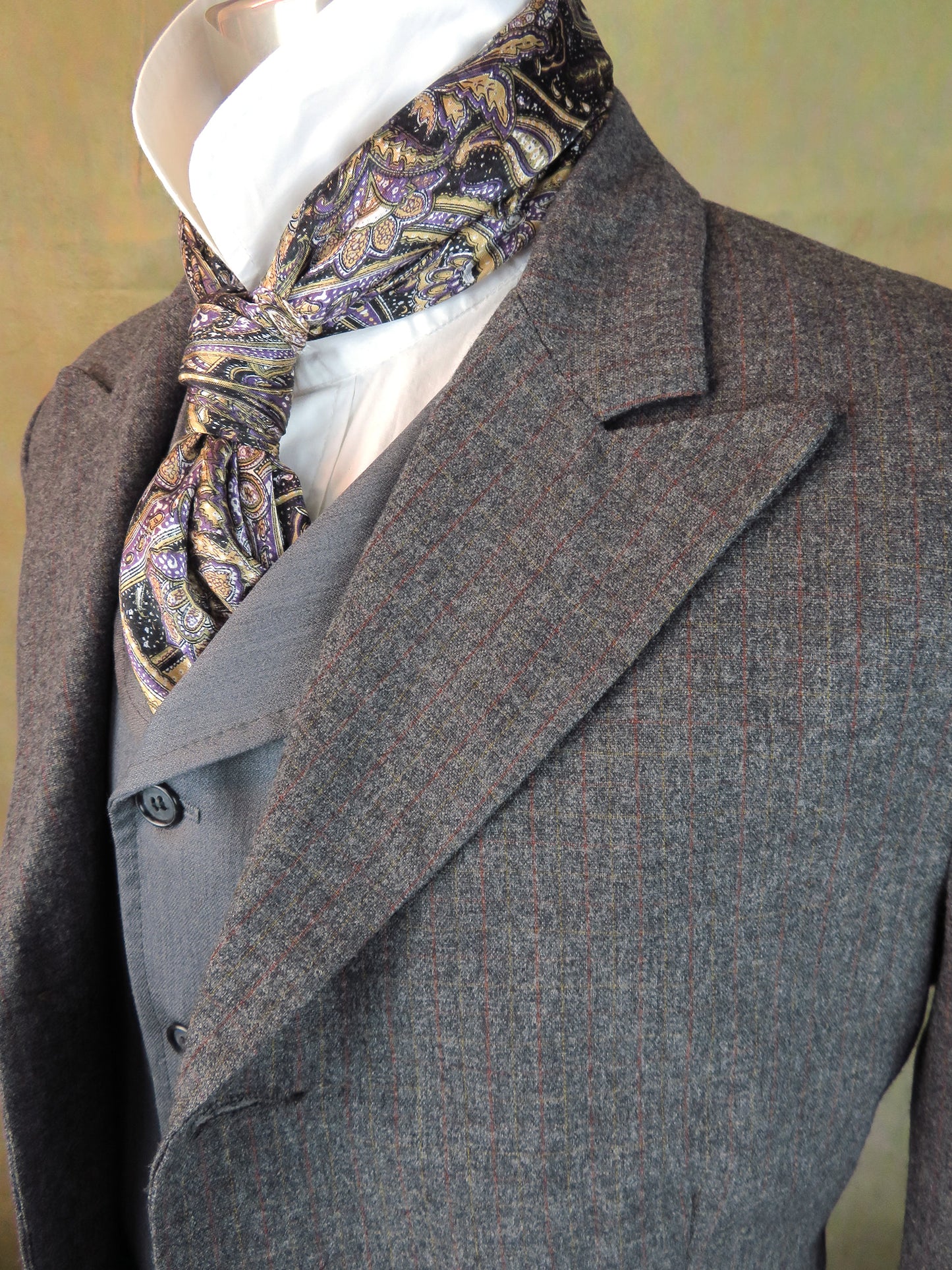 Men's Town Coat - Grey with Copper Windowpane