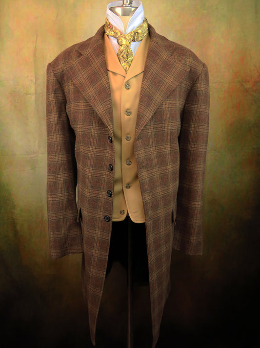 Men's Frock Coat - Rich Brown Glen Plaid