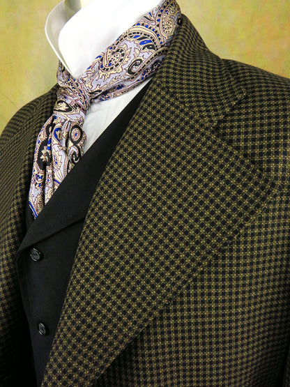 Men's Frock Coat - Navy and Brown Check 543