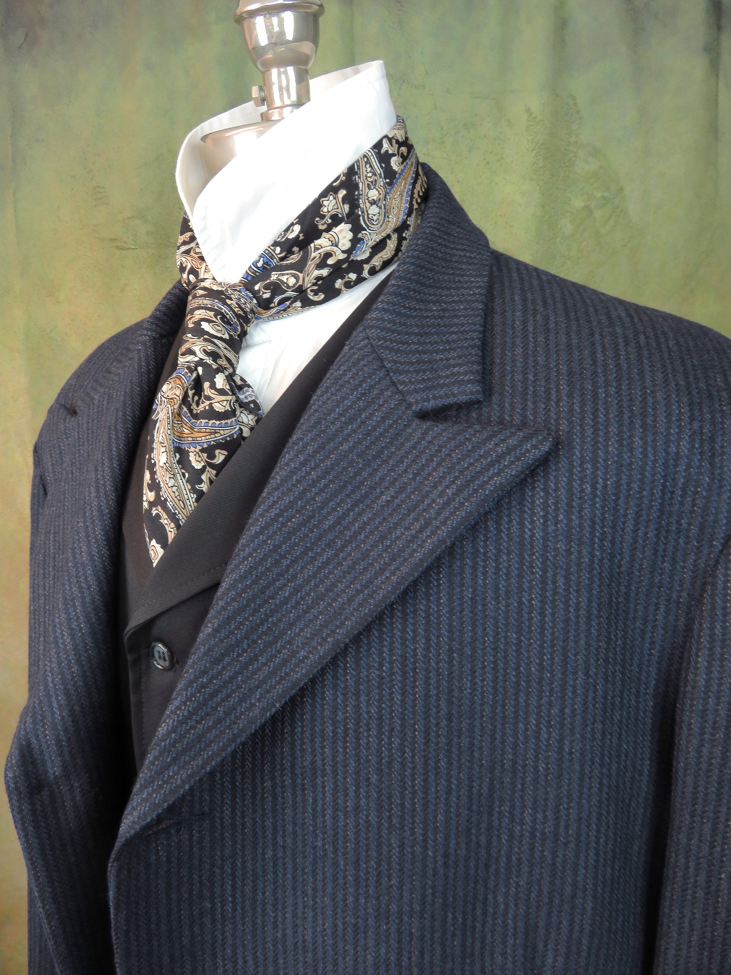 Men's Town Coat - Rich Blue Chalk Stripe