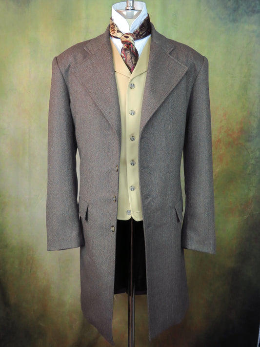 Men's Frock Coat - Multi Color Rust Base Tweed ofc222