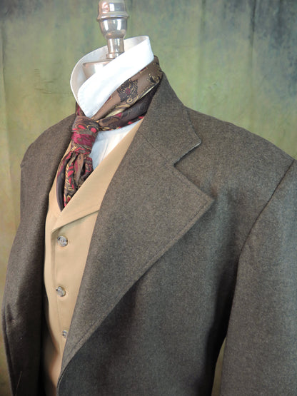Men's Frock Coat - Wood Brown Flannel