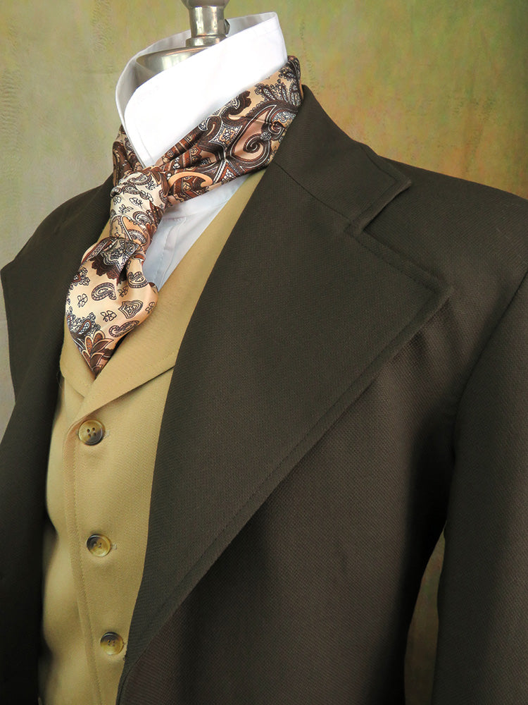 Men's Frock Coat - Coffee Brown Worsted