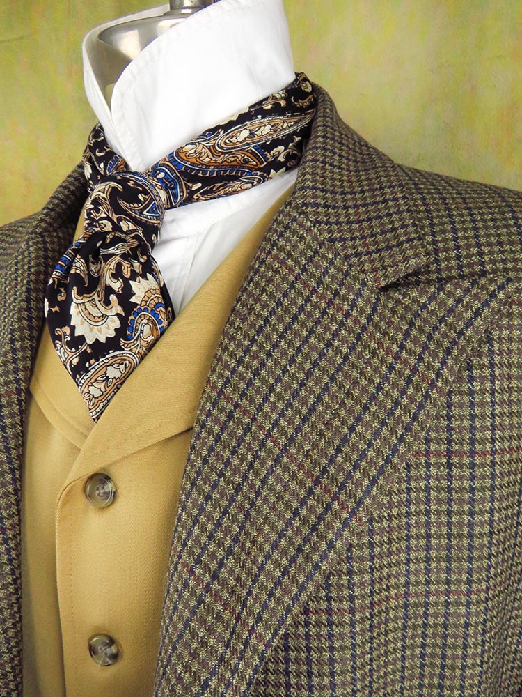 Men's Town Coat - Olive, Navy and Dark Red Houndstooth #655