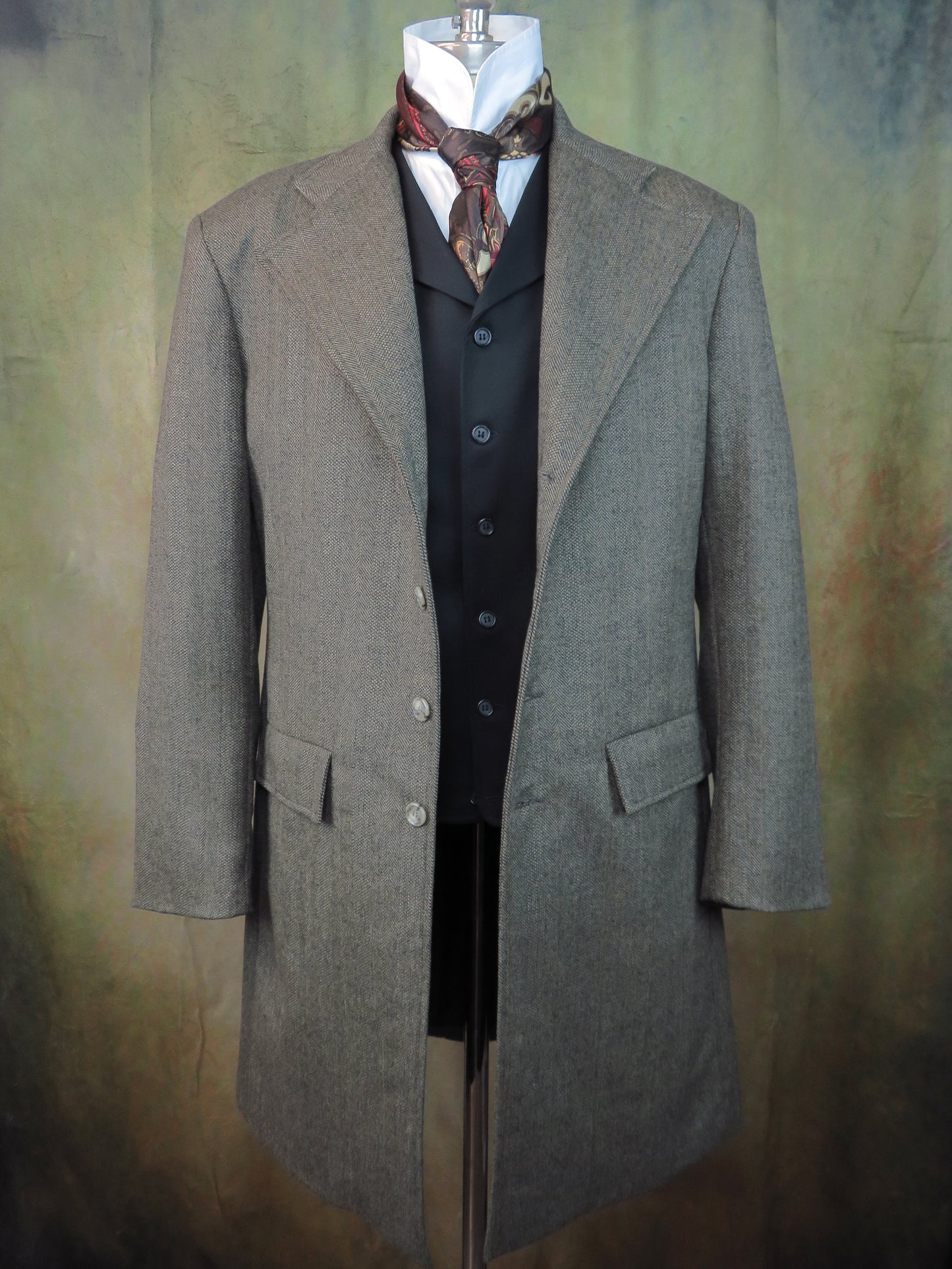 Men's Frock Coat - Verdun Green Herringbone