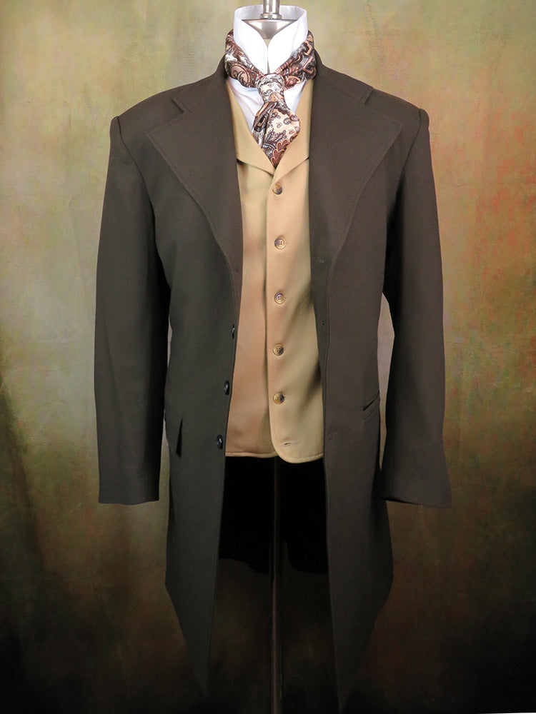 Men's Frock Coat - Coffee Brown Worsted