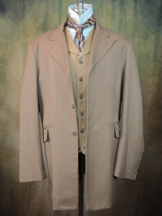 Men's Town Coat - Camel Herringbone Limited Fabric #991