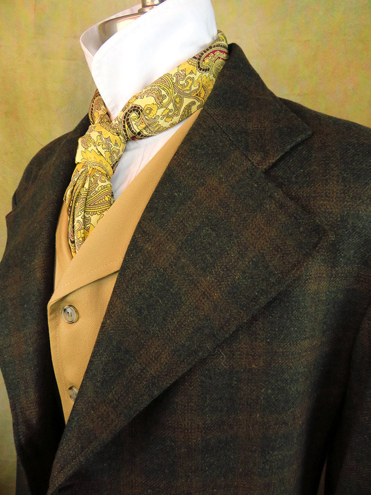 Men's Frock Coat - Rich Forest Green Plaid