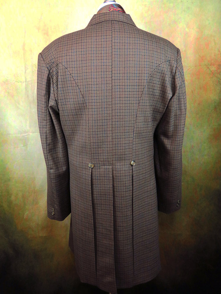 Men's Frock Coat - Dark Brown Check with Windowpane