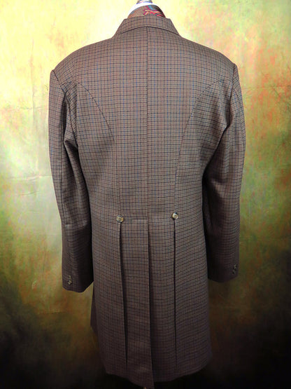 Men's Frock Coat - Dark Brown Check with Windowpane
