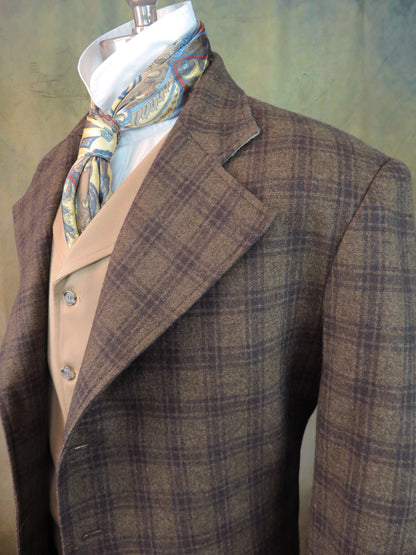 Men's Frock Coat - Carob Brown Glen Plaid