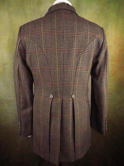 Men's Town Coat - Brown with Burgundy and Blue Glen Plaid