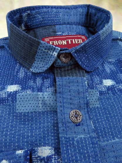 Light Blue Patchwork Pattern Men's Dakota Shirt
