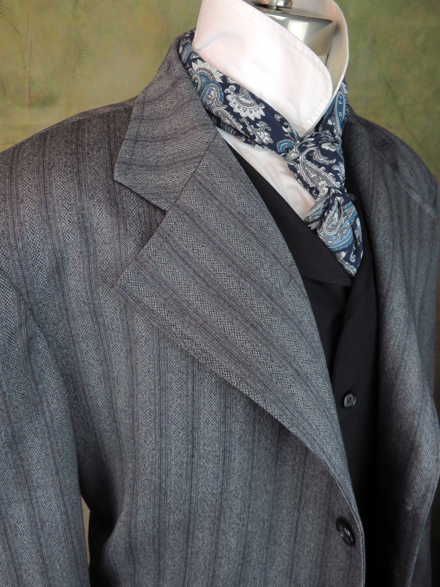 Men's Frock Coat - Grey with Blue Stripe