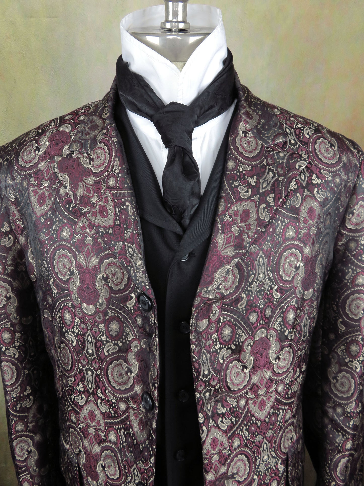 Men's Town Coat - Burgundy Brocade