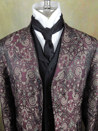 Men's Town Coat - Burgundy Brocade